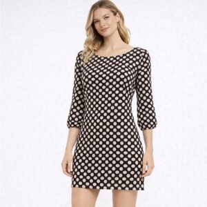 Annabella Black & White Polka Dot Mini Dress 3/4 Sleeve Mod 60s NWOT Size M